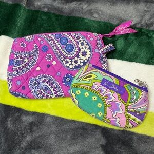 Vera Bradley Purple and Green Paisley Pouches